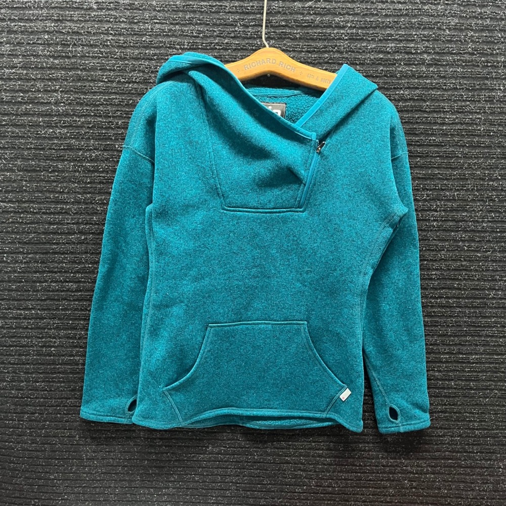 Stio Wilcox Fleece Hoodie Womens Small Teal Blue Heather Quarter Zip Pullover - Picture 3 of 7